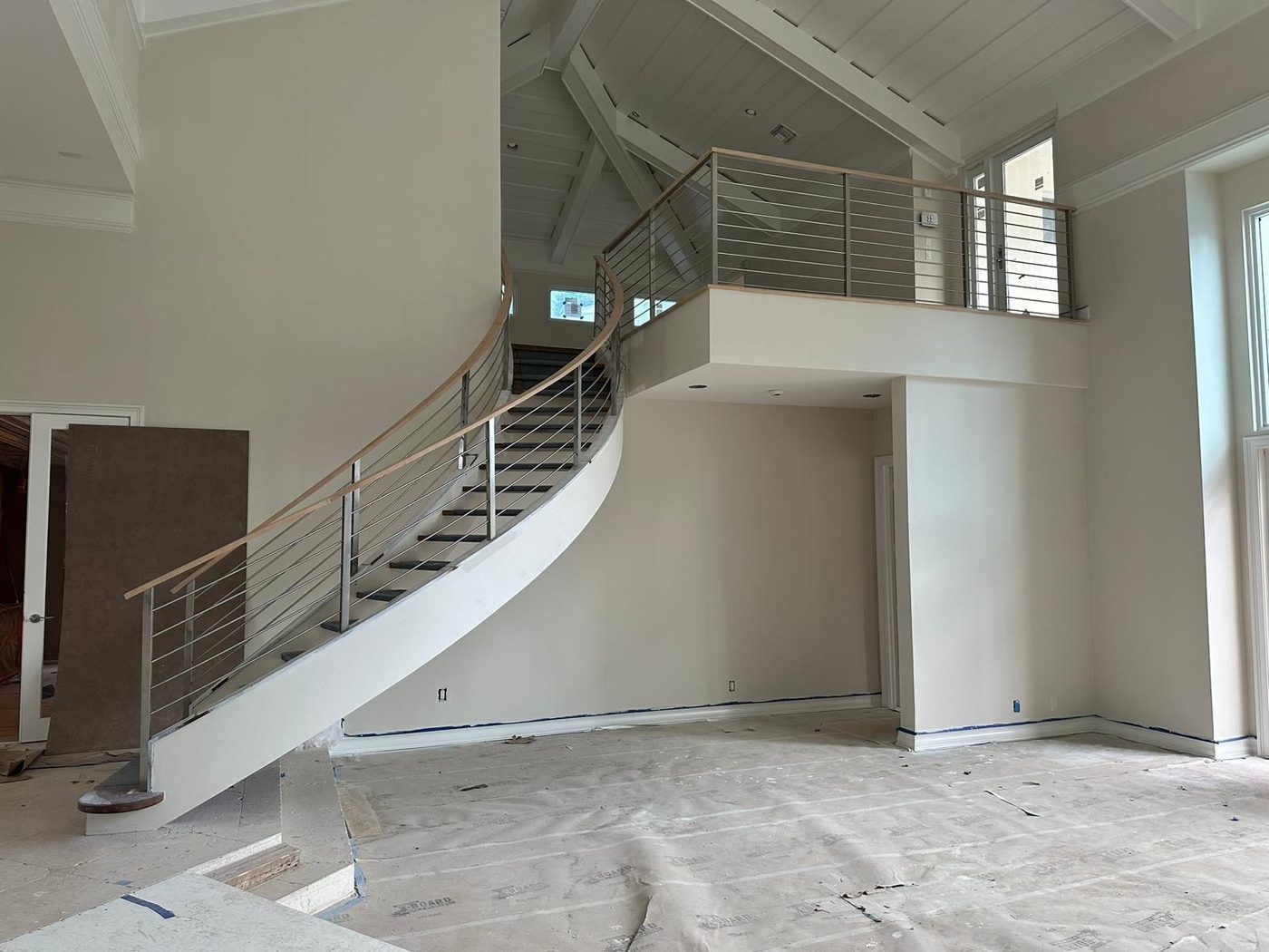 Staircase with stainless cable railing