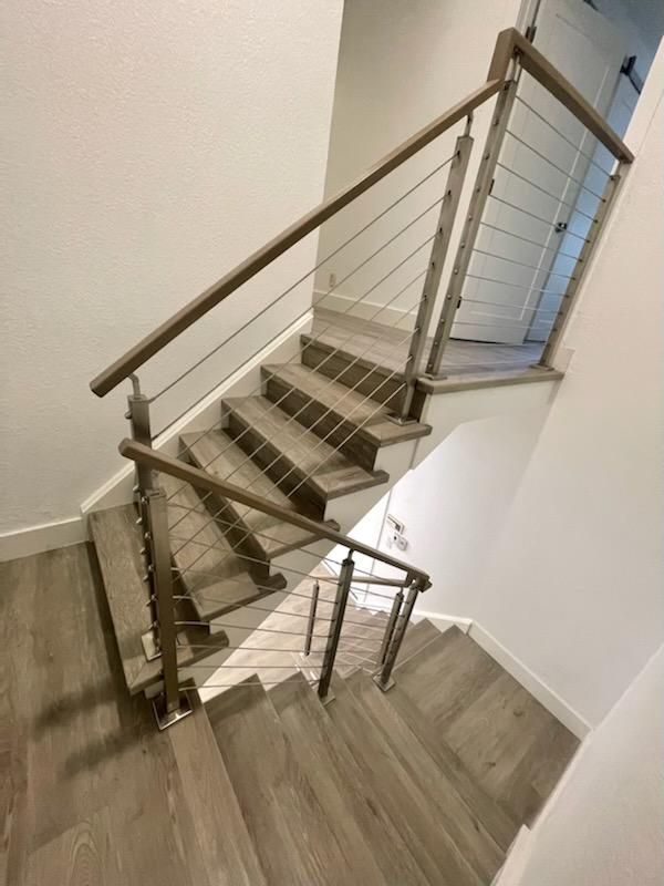Switchback staircase with cable railing